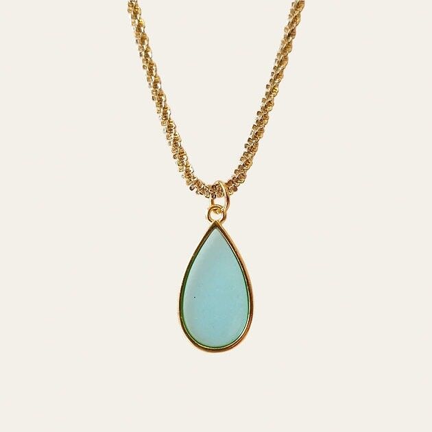 Pacôme Halskette, blaues Epoxidharz und Edelstahl