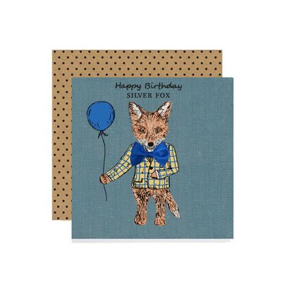 Men's Silver Fox Birthday Greetings Card