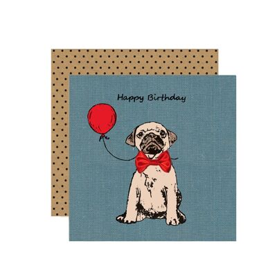 Pug Dog Birthday Greetings Card