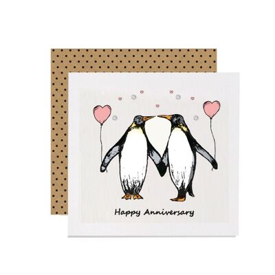 Penguin Anniversary Handmade Greetings Card