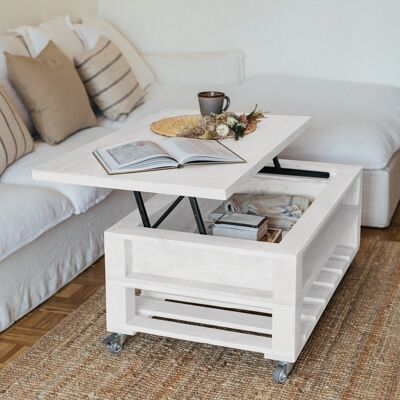 Mesa elevable Meike / blanco