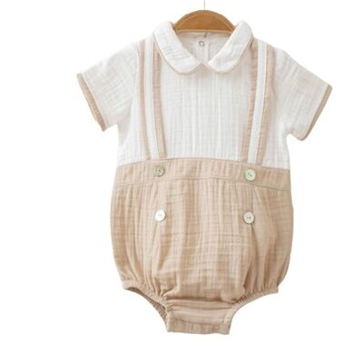 A Pack of Four Sizes 100% Cotton Muslin Boy's Romper