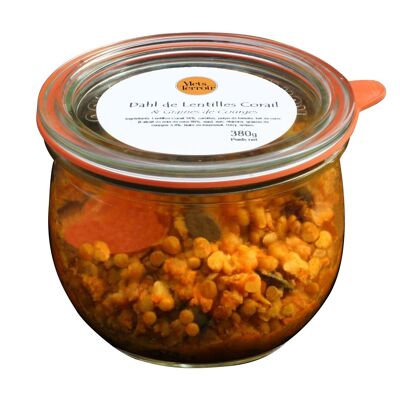 Dahl of Coral Lentils & Pumpkin Seeds - 380g: A Recipe Inspired by Indian Cuisine, High in Flavors and Colors, with its Blend of Coral Lentils and Coconut Milk, to be enjoyed in an Environmentally Friendly Jar