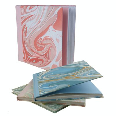 Square notebook - drawing book - marbled paper guest book