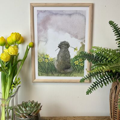 Doodle and Daffodils Watercolour Art Print