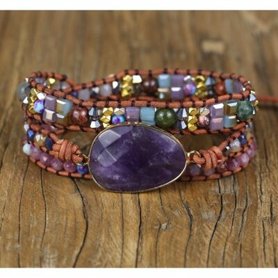 Amethyst Handgewebtes Lederarmband Diy Multi-Layer Energy Taro Hand String