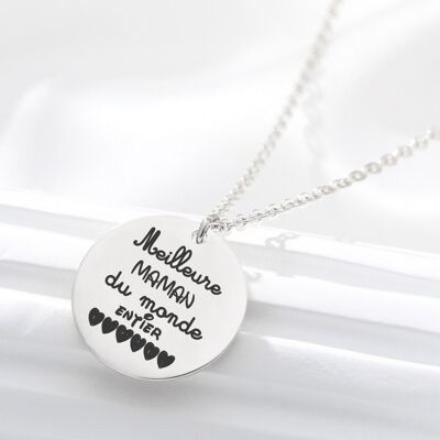 Collier femme avec gravure message personnalisé "Meilleure Maman" idées cadeaux fête des mères