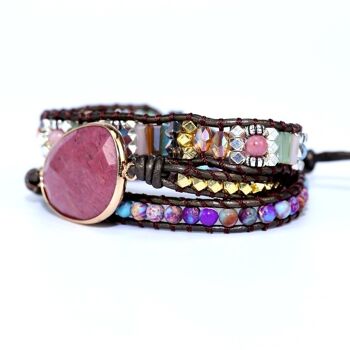 Bracelet pour femme tissé à la main en pierre naturelle Chaîne de main multicouche créative bohème 4