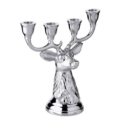 Candlestick Kitu (height 23.5 cm), silver-colored, aluminum nickel-plated, for 4 candles