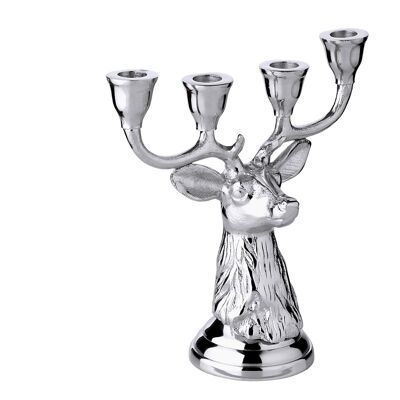 Candlestick Kitu (height 23.5 cm), silver-colored, aluminum nickel-plated, for 4 candles