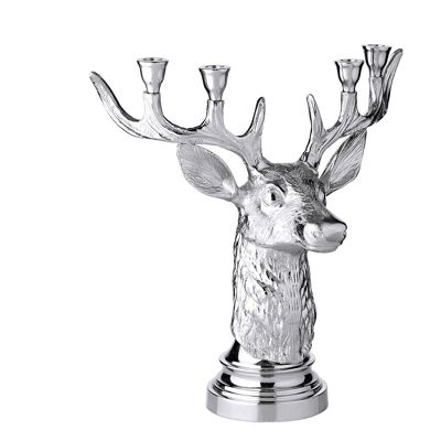 Candeliere Kitu (altezza 43,5 cm), color argento, alluminio nichelato, per 4 candele