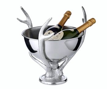 Seau à champagne Lita (hauteur 37 cm, Ø 31 cm), couleur argent, aluminium nickelé, aspect bois de cerf 3
