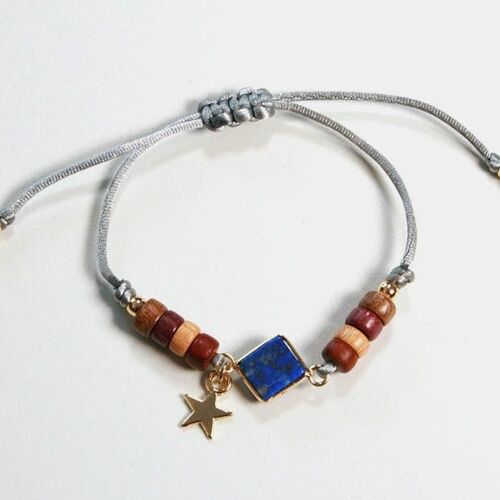 Bracelet Lapis lazuli et bois Liz