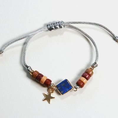 Lapis lazuli and wood bracelet Liz