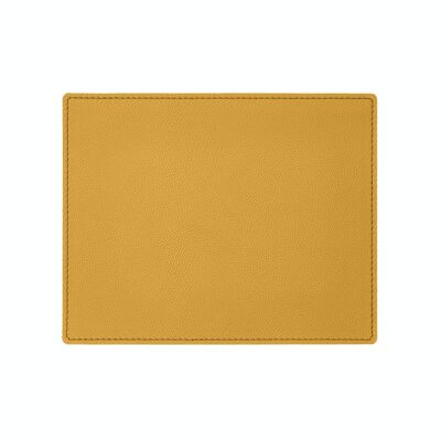 Tapis de Souris Palladio Cuir Véritable Jaune - cm 25x20 - Coins Carrés et Couture Périmétrique