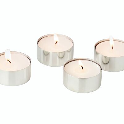 Set of 4 tea light holders Louis, silver plated, tarnish protection, for maxi tea lights