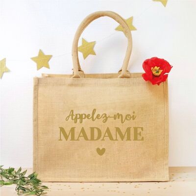 Grand panier en jute - "Appelez-moi Madame"