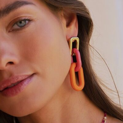 Leslie earrings - double ring in colored resin