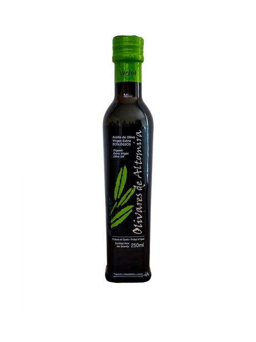 Aceite de Oliva Virgen Extra temprano ecológico Olivares de Altomira  de recolección en envero Monovarietal Verdeja BOTELLA 250ML Monovarietal Verdeja