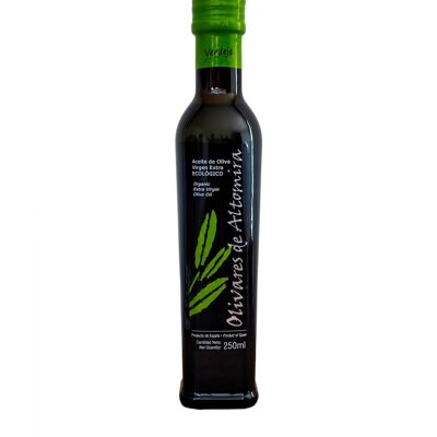 Organic early Extra Virgin Olive Oil Olivares de Altomira harvested in veraison Monovarietal Verdeja BOTTLE 250ML Monovarietal Verdeja