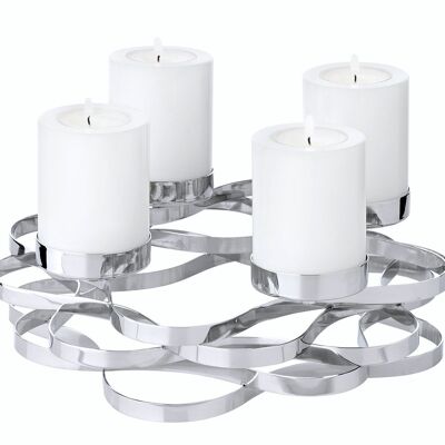 Advent wreath Alita (Ø 25 cm), stainless steel, nickel-plated, silver-coloured, for pillar candles Ø 6 cm