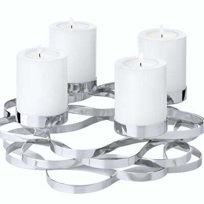 Advent wreath Alita (Ø 25 cm), stainless steel, nickel-plated, silver-coloured, for pillar candles Ø 6 cm