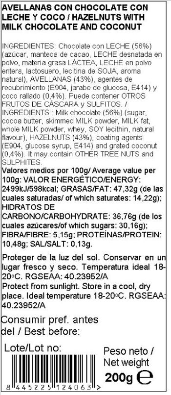 Avellanas tostadas recubiertas de chocolate con leche y coco 200g nut&me - Recubiertas de chocolate 4