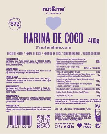 Harina de coco 400g nut&me - Harina naturel 5