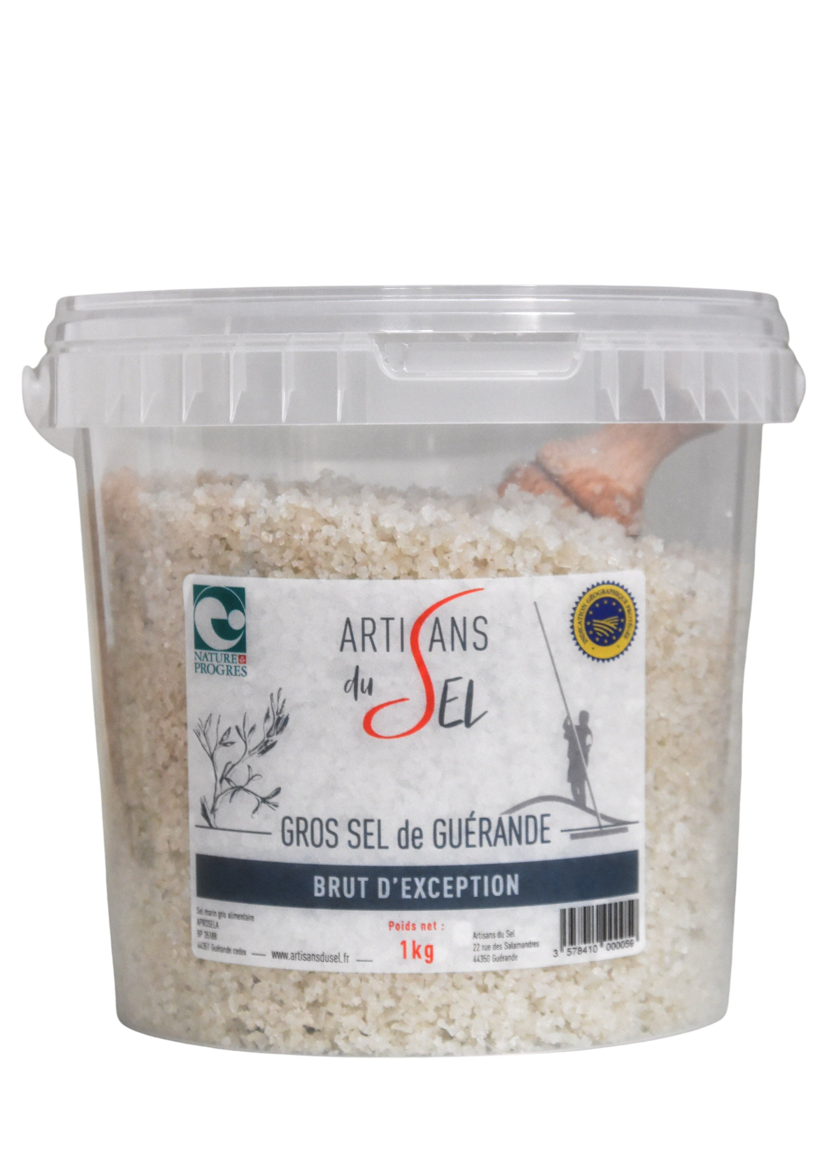 Exceptional Raw Coarse Salt from Guérande – 1kg Bucket with Scoop | Salt Artisans