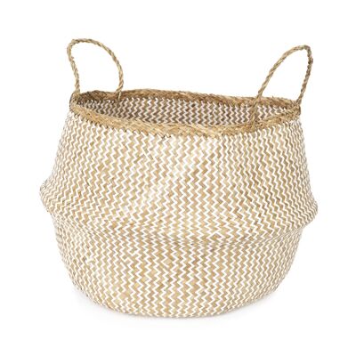 Foldable Basket Size L, 45 x 45 x 36 cm, Natural and White, RAN8413