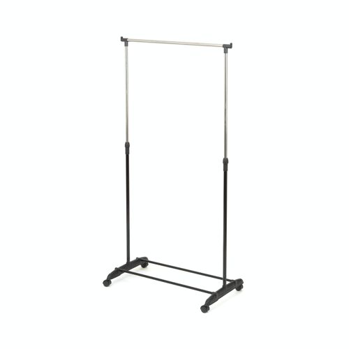 Portant simple avec hauteur réglable, 78 x 42 x 85-165cm, plastique et métal, noir / argent, RAN9413