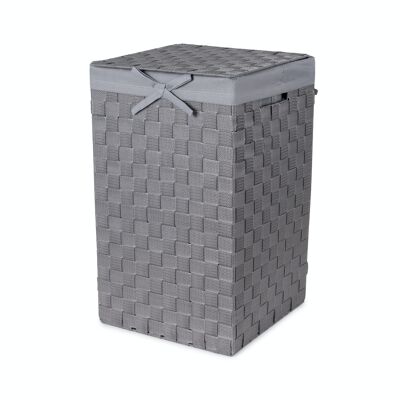 Laundry Basket in Woven Rayon, 50 x 30 x H.30 cm, Grey, RAN6890