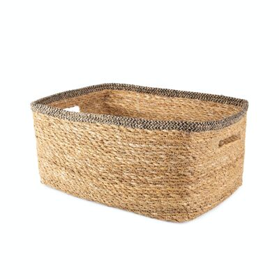 Rohan Seagrass Storage Basket, Size M, 33 x 23 x 18 cm, Black/Brown, RAN10558