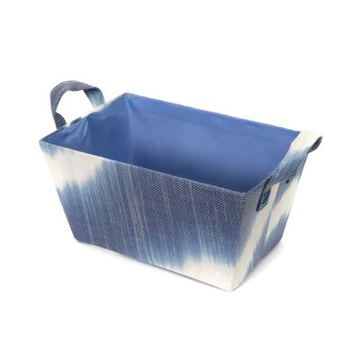 Samoa woven storage basket with handles, woven paper, 33 x 21.5 x 17.5 cm, blue, RAN7938