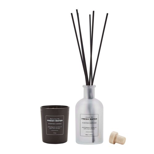 Gift set fresh water candle and diffuser