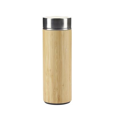 Travel mug cylinder bamboo/SS