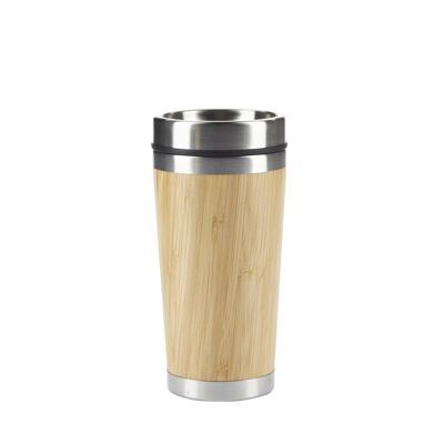 Travel mug auto bamboo/SS