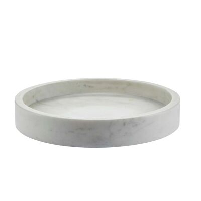 Tray round decoration marble white D20cm