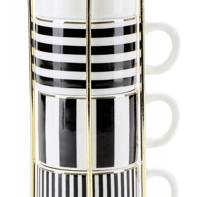 ME Tasses à expresso dans un rack noir / blanc - Coffret cadeau