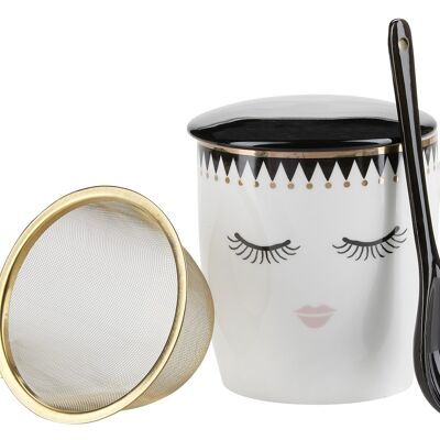 ME Tea mug with gold stainer, spoon and lid GIFT BOX