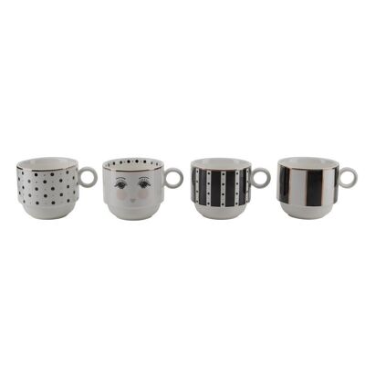 ME Mugs in a rack dots & stripes, 4 pcs - Gift box