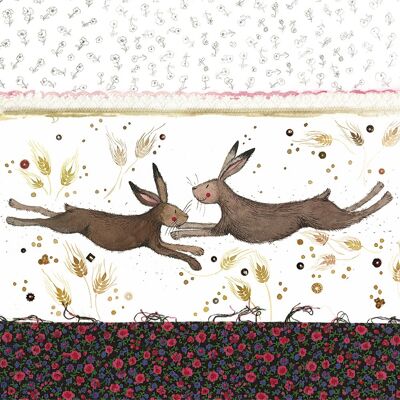 Flying hares medium canvas