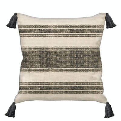 Lisboa square cushion cover in natural linen/granite blend