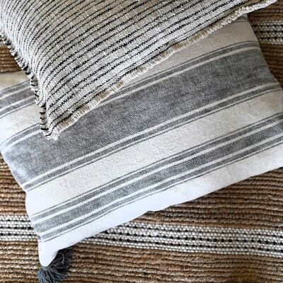 Lisboa rectangle cushion cover in natural linen/granite blend