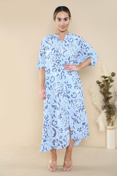Floral roll sleeve maxi dress