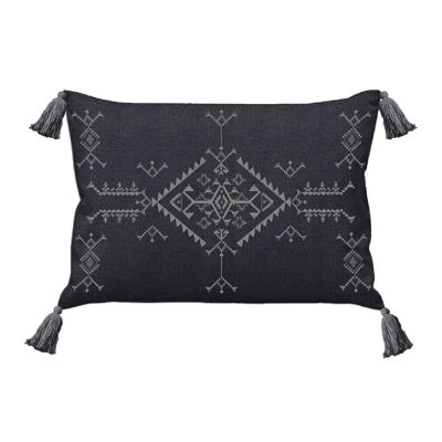 Berber rectangle cushion cover in granite blended linen