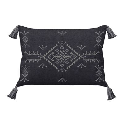 Housse de coussin rectangle Berbère lin mélangé granit