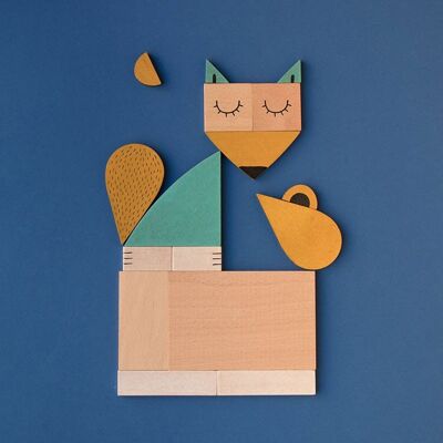 The Fox and the mouse by Londji: wooden composition game