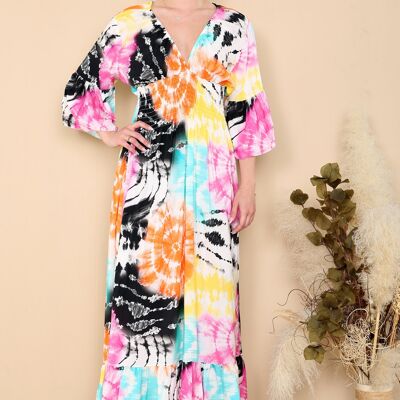 Tie dye pattern maxi dress