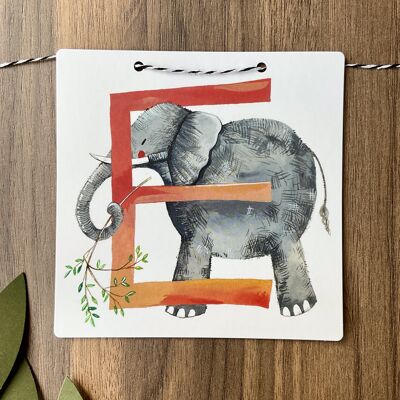 E - Elephant Alphabet Tile